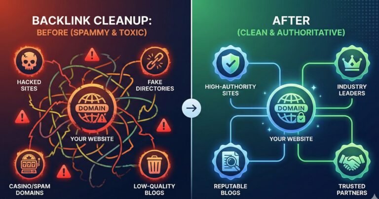 Before and after of link cleanup