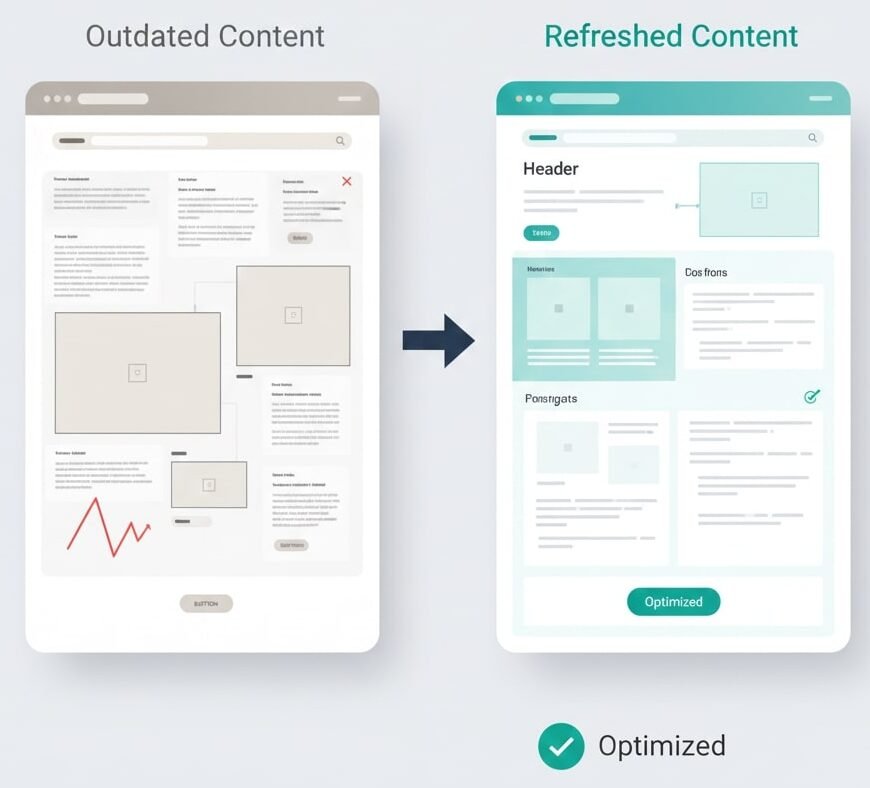 Outdated vs refreshed content for websites