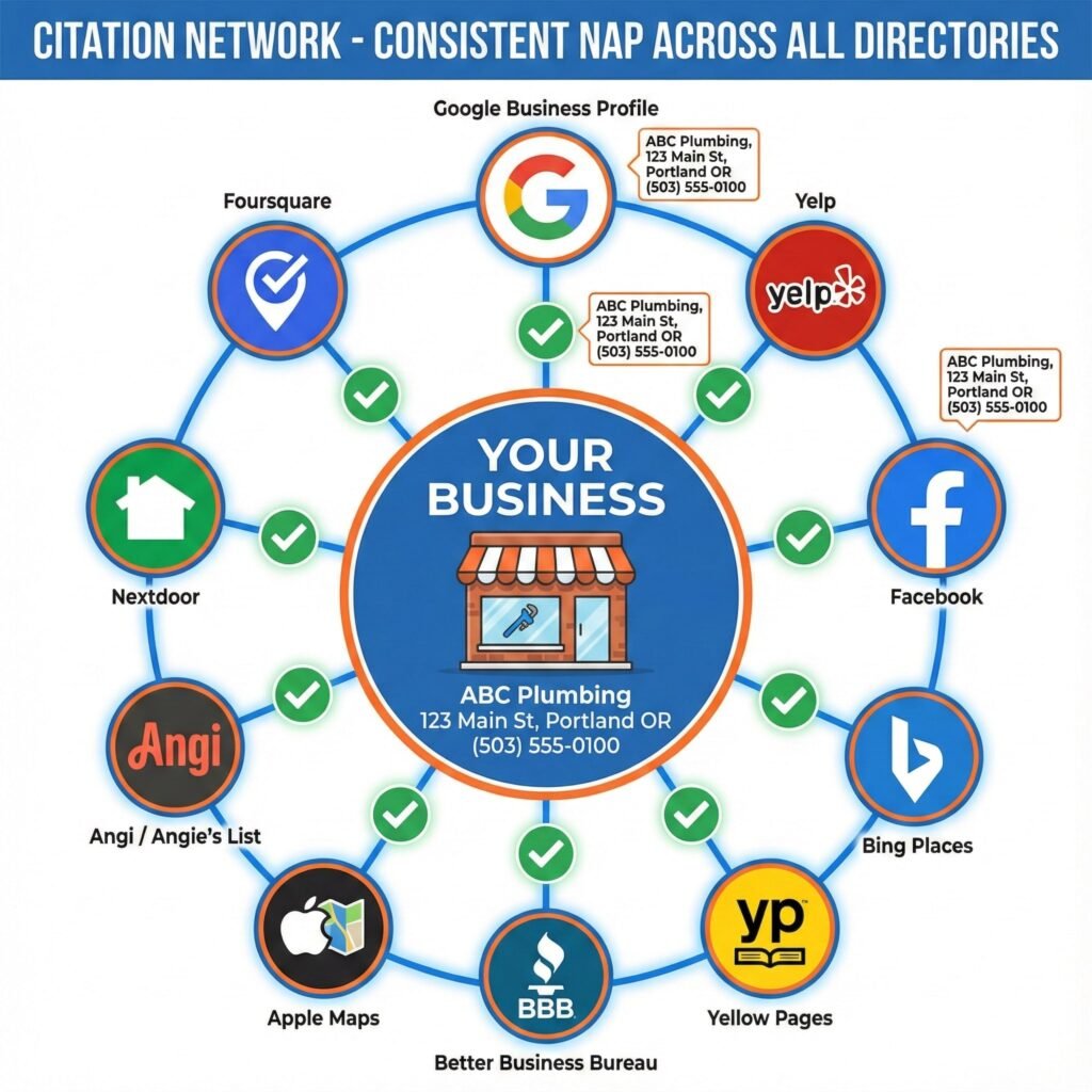 the network of potential citations a local company could aquire for their website