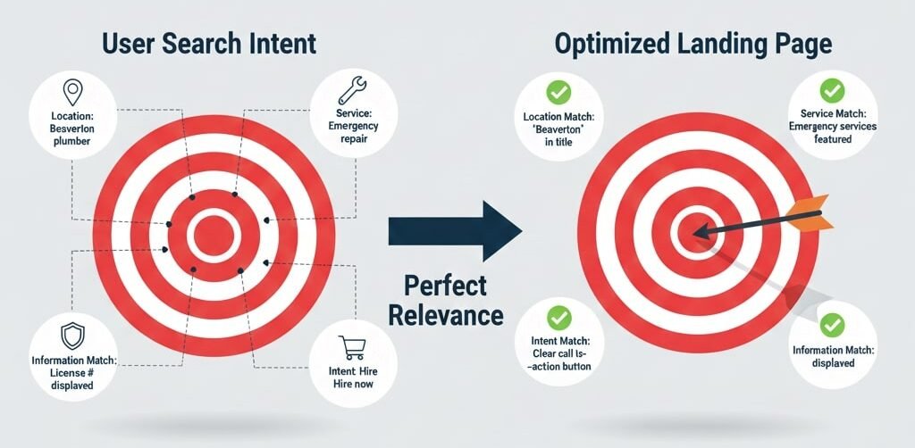 2 bullseyes showing how user search intent must be met