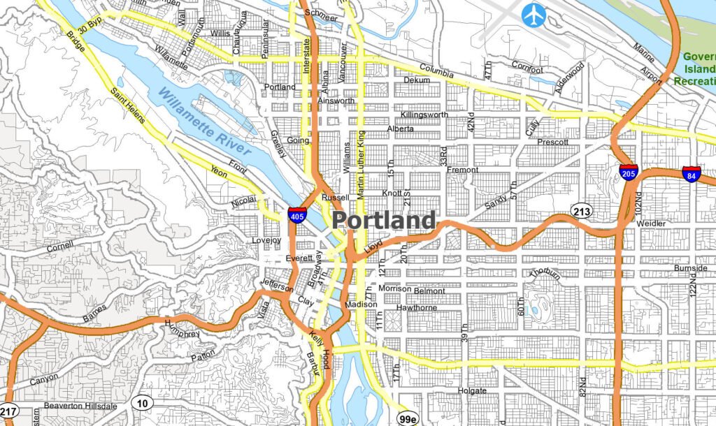 map of Portland Oregon