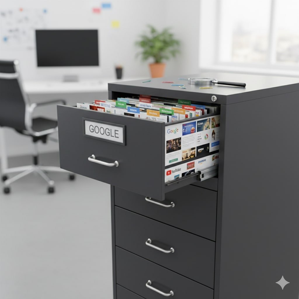 big file cabinet labeled google