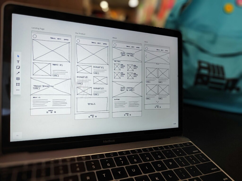 photo of computer screen planning out a website